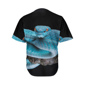 Blue Pit Viper Snake Print Men's Baseball Jersey