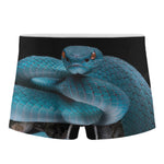 Blue Pit Viper Snake Print Men's Boxer Briefs