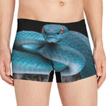 Blue Pit Viper Snake Print Men's Boxer Briefs