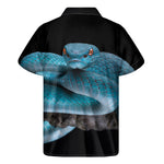 Blue Pit Viper Snake Print Men's Short Sleeve Shirt