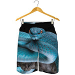 Blue Pit Viper Snake Print Men's Shorts