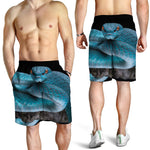 Blue Pit Viper Snake Print Men's Shorts
