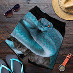 Blue Pit Viper Snake Print Men's Shorts