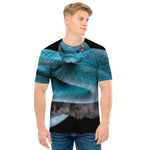 Blue Pit Viper Snake Print Men's T-Shirt