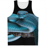 Blue Pit Viper Snake Print Men's Tank Top