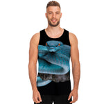 Blue Pit Viper Snake Print Men's Tank Top