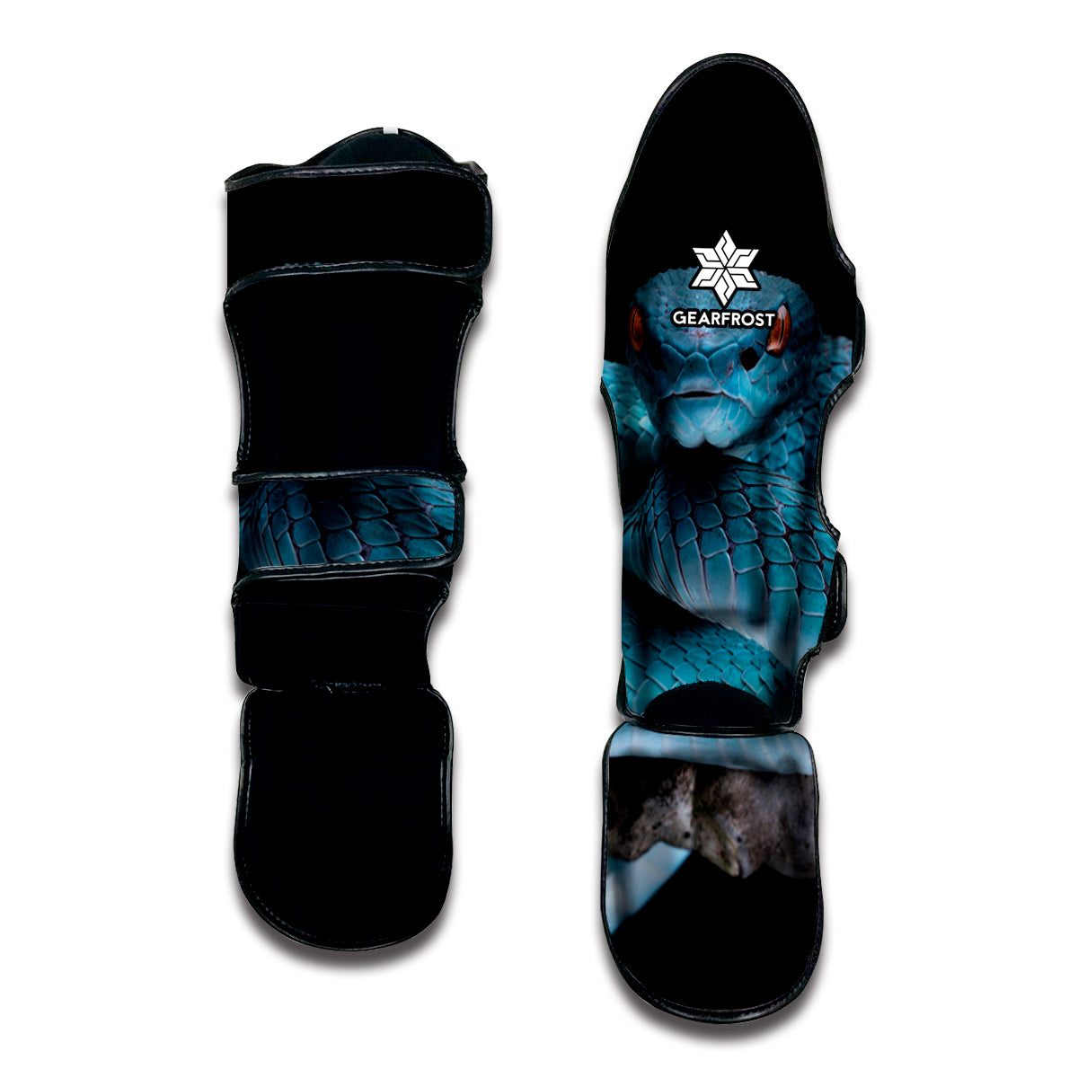 Blue Pit Viper Snake Print Muay Thai Shin Guard