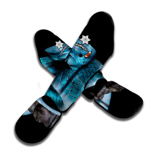 Blue Pit Viper Snake Print Muay Thai Shin Guard