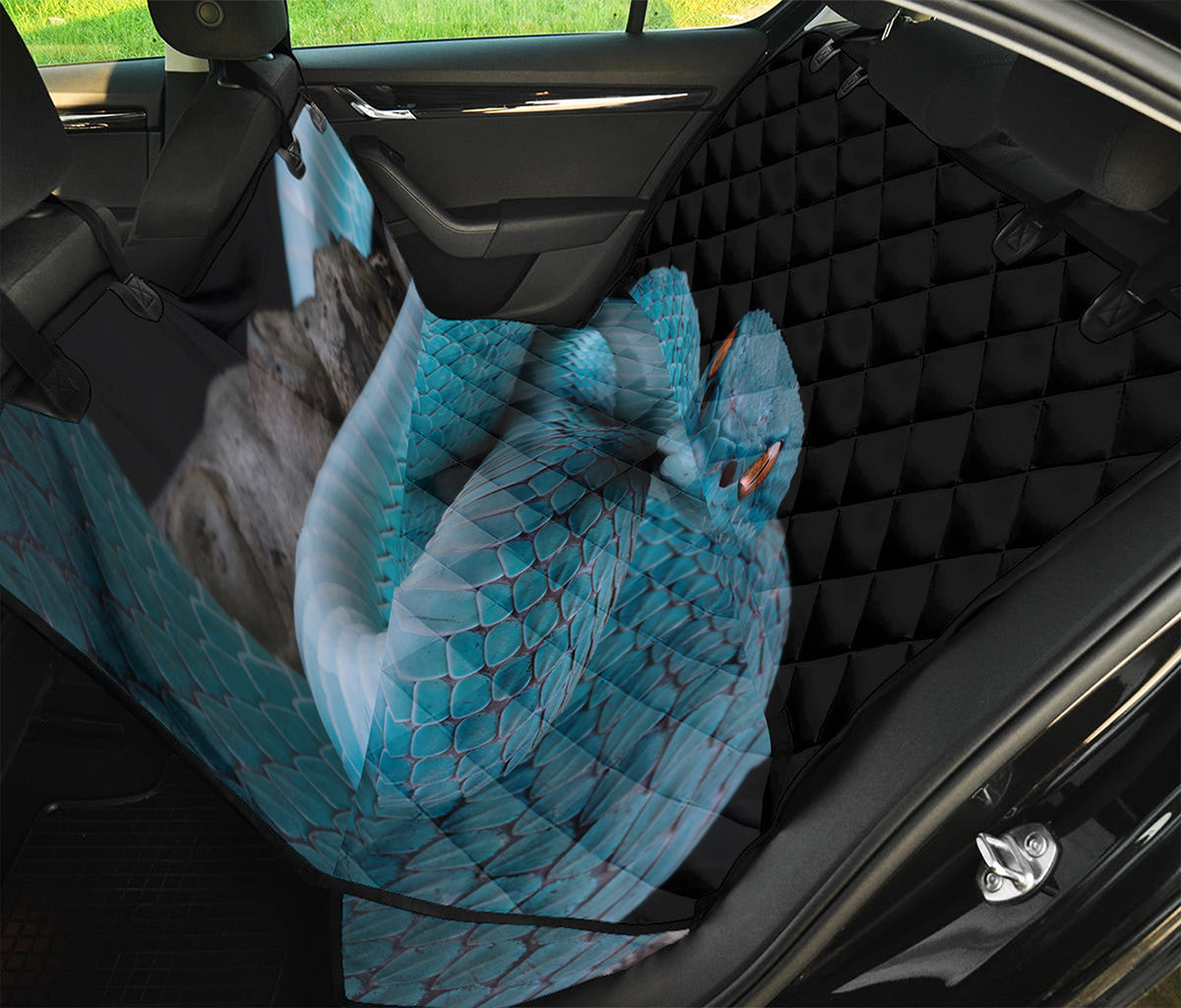 Blue Pit Viper Snake Print Pet Car Back Seat Cover