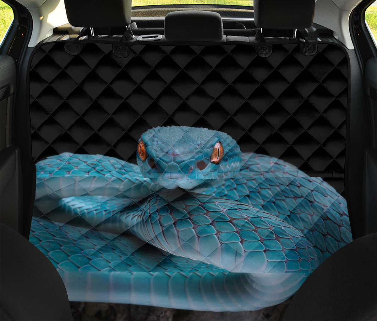 Blue Pit Viper Snake Print Pet Car Back Seat Cover