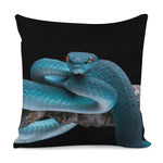 Blue Pit Viper Snake Print Pillow Cover