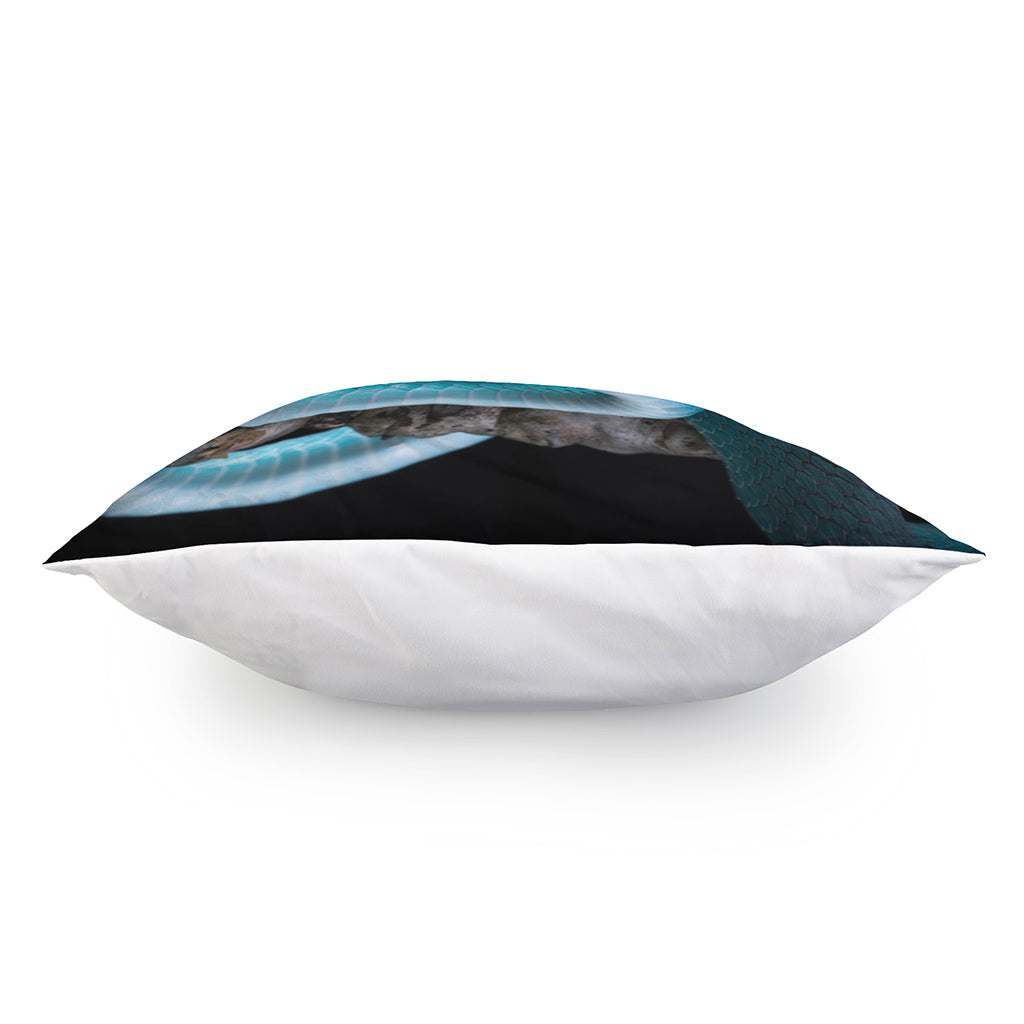 Blue Pit Viper Snake Print Pillow Cover