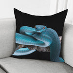 Blue Pit Viper Snake Print Pillow Cover