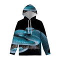 Blue Pit Viper Snake Print Pullover Hoodie