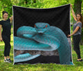 Blue Pit Viper Snake Print Quilt