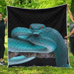 Blue Pit Viper Snake Print Quilt