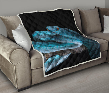 Blue Pit Viper Snake Print Quilt