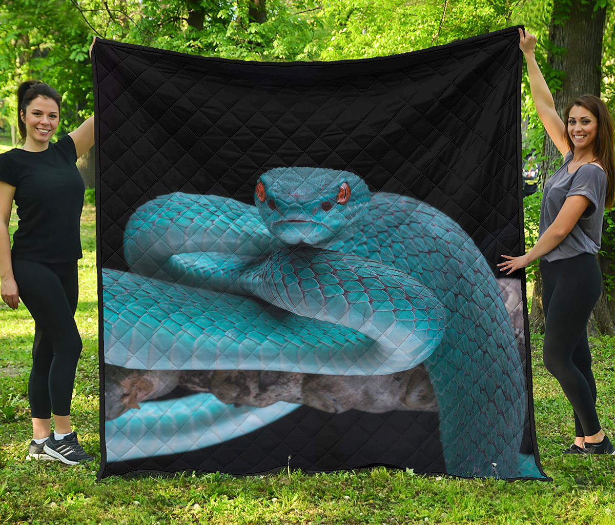 Blue Pit Viper Snake Print Quilt
