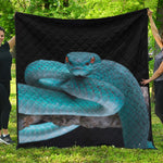 Blue Pit Viper Snake Print Quilt