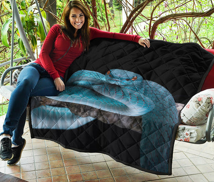 Blue Pit Viper Snake Print Quilt