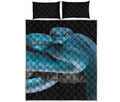 Blue Pit Viper Snake Print Quilt Bed Set