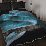 Blue Pit Viper Snake Print Quilt Bed Set