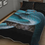 Blue Pit Viper Snake Print Quilt Bed Set