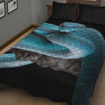 Blue Pit Viper Snake Print Quilt Bed Set