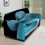 Blue Pit Viper Snake Print Sofa Cover