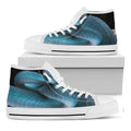 Blue Pit Viper Snake Print White High Top Sneakers