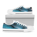 Blue Pit Viper Snake Print White Low Top Sneakers