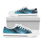 Blue Pit Viper Snake Print White Low Top Shoes
