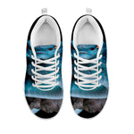 Blue Pit Viper Snake Print White Sneakers