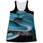 Blue Pit Viper Snake Print Women's Racerback Tank Top