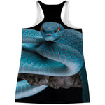Blue Pit Viper Snake Print Women's Racerback Tank Top