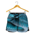 Blue Pit Viper Snake Print Women's Shorts