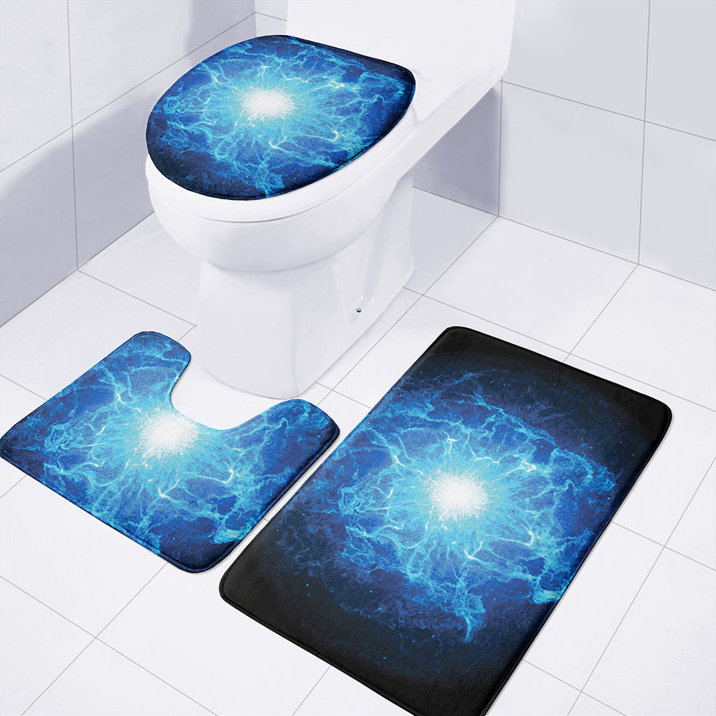 Blue Plasma Energy Print 3 Piece Bath Mat Set