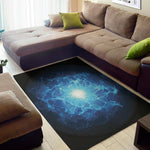 Blue Plasma Energy Print Area Rug