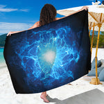 Blue Plasma Energy Print Beach Sarong Wrap