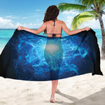 Blue Plasma Energy Print Beach Sarong Wrap
