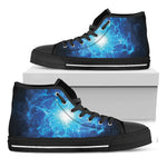 Blue Plasma Energy Print Black High Top Shoes