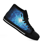 Blue Plasma Energy Print Black High Top Shoes