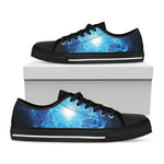 Blue Plasma Energy Print Black Low Top Shoes 