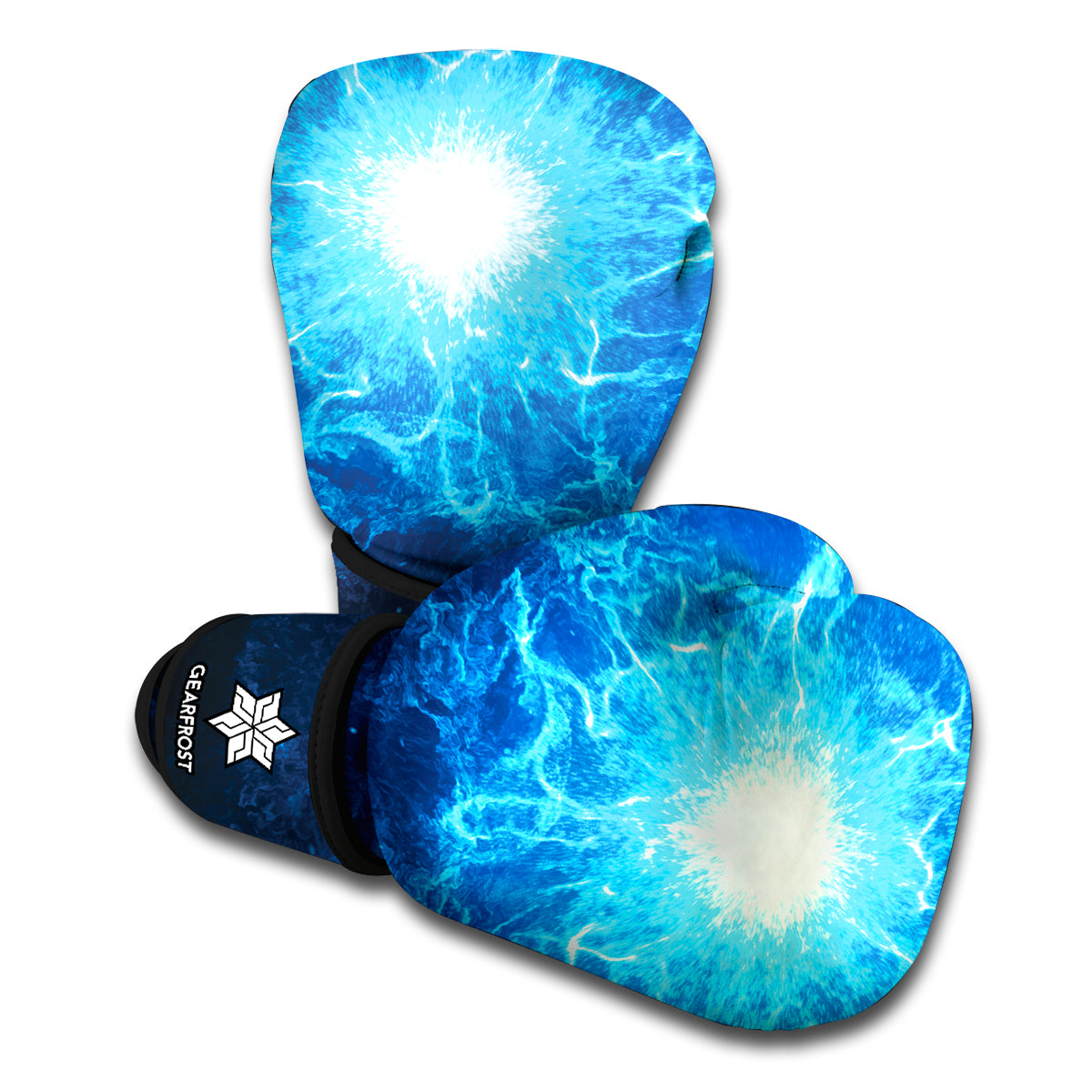 Blue Plasma Energy Print Boxing Gloves