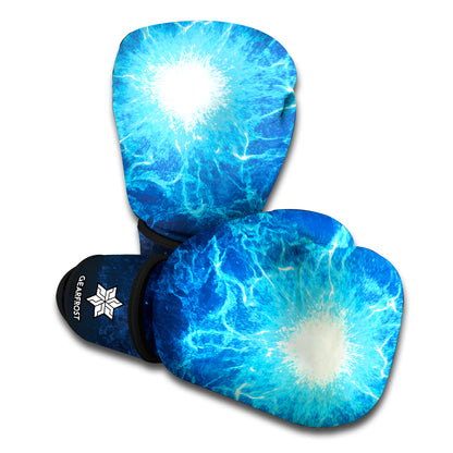 Blue Plasma Energy Print Boxing Gloves