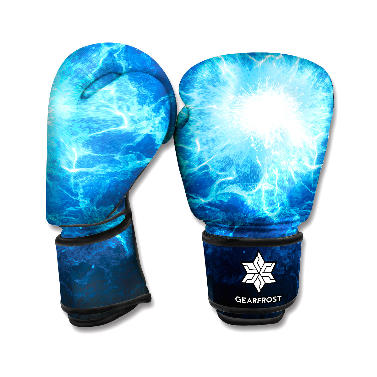 Blue Plasma Energy Print Boxing Gloves