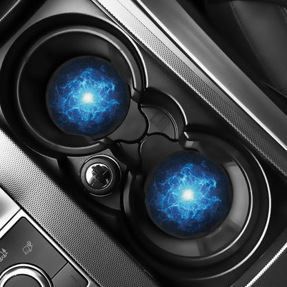 Blue Plasma Energy Print Car Coasters