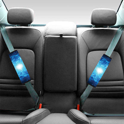 Blue Plasma Energy Print Car Seat Belt Covers