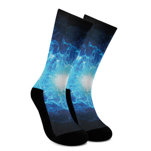 Blue Plasma Energy Print Crew Socks