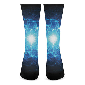 Blue Plasma Energy Print Crew Socks